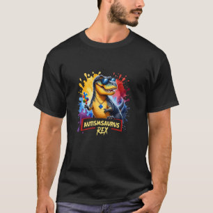 T-shirt Autismsaurus Rex avec éclaboussure de puzzle consc