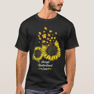 T-shirt Autistic Maman Papa Cadeaux Sunflower Autistic Puz
