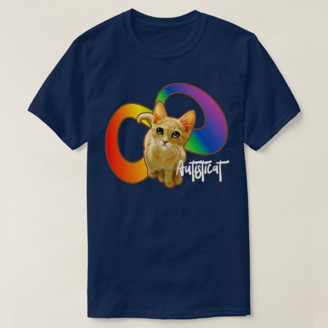 T-shirt Autisticat autistic cat orgueil arc-en-ciel infini (Design devant)