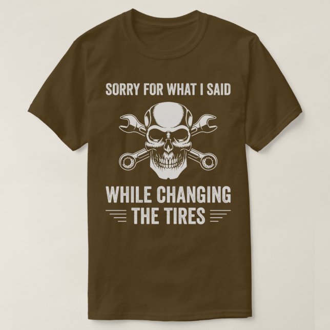 T-shirt Auto mécanique Funny Garage Fixation s Pneus mécan (Design devant)