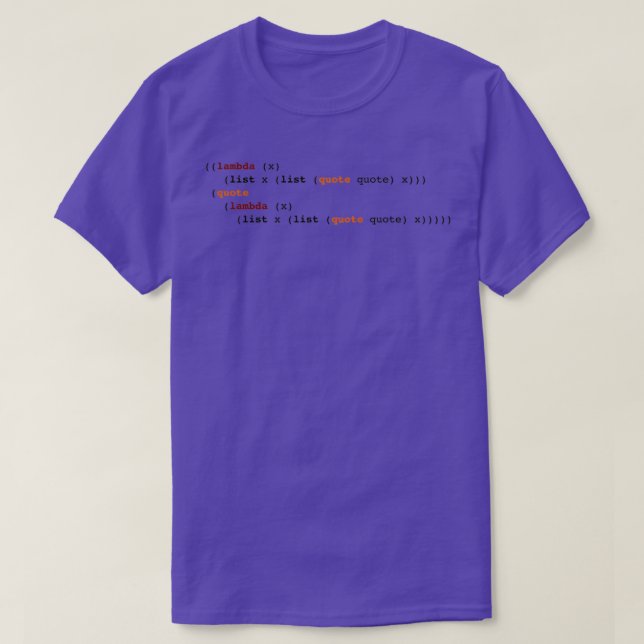 T-shirt Auto-reproduction du programme Lisp Quine (Design devant)