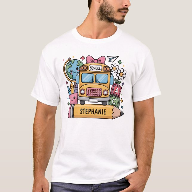 T-shirt Autobus de retour à l'école personnalisés - Person (Devant)