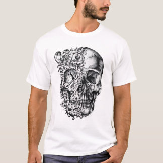 T-shirt Autocollant de crâne demi-gothique complexe