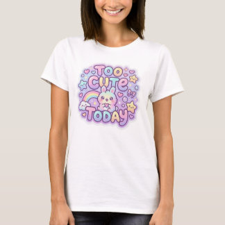 T-shirt Autocollant de lapin pastel Kawaii trop mignon auj