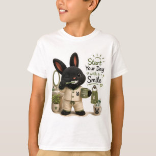 T-shirt Autocollant de lapin qui se brosse les dents