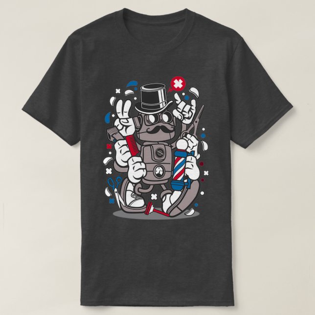 T-shirt Autocollant Robot Robot Coiffeur Urbain (Design devant)