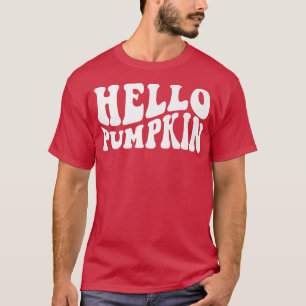 T-shirt Automne Automne Bonjour Citrouille Retro WavyThank