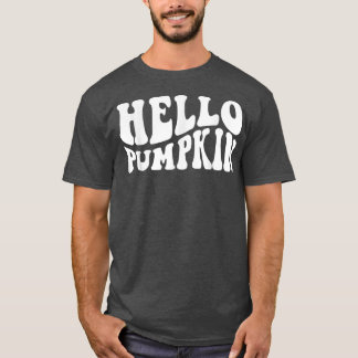 T-shirt Automne Automne Bonjour Citrouille Retro WavyThank