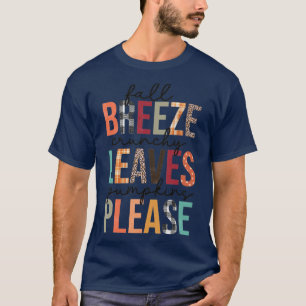 T-shirt Automne Breeze Crunchy Feuille Citrouille S'il vou