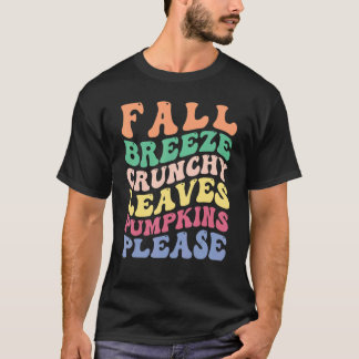 T-shirt Automne Breeze Crunchy Feuilles Citrouilles S'il v