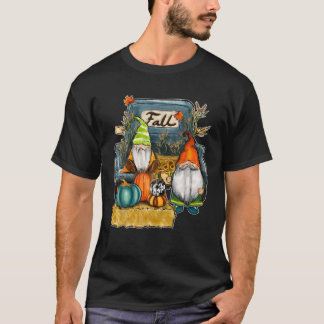 T-shirt Automne Camion Citrouilles Gnomes Sur Camion Pour 