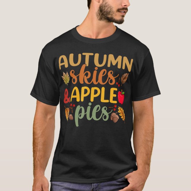T-shirt Automne Ciels Pomme tarde à Thanksgiving s Hommes  (Devant)