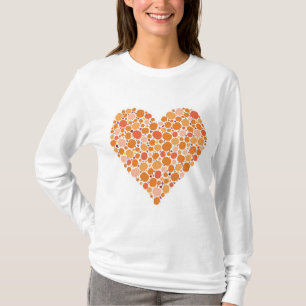 T-shirt Automne Coeur Citrouille Feuilles de automne Coule