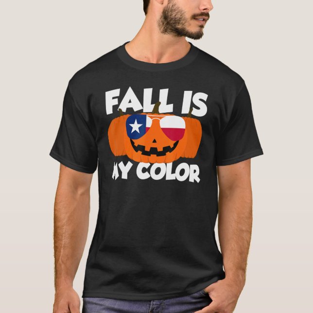 T-shirt Automne Est Ma Couleur Thanksgiving Citrouille Tex (Devant)
