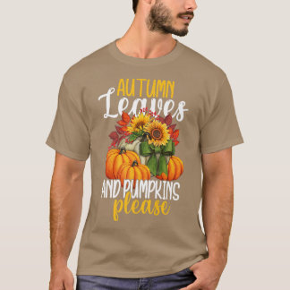 T-shirt Automne Feuilles Citrouille S'il vous plaît Citrou
