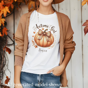 T-shirt Automne Fille coutume aquarelle citrouille automne