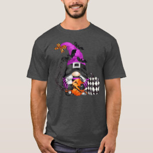 T-shirt Automne Gnome Citrouille Plaid Automne Halloween