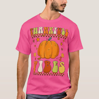 T-shirt Automne Merci Rétro GroovyThanksgiving Fami