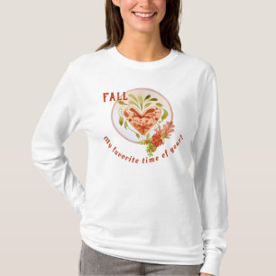 T-shirt Automne - Mon temps préféré de l'année - Coeur flo