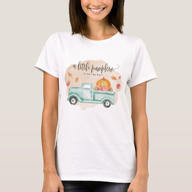 T-shirt Automne Petit Camion de ferme Citrouille, Maman-to (Devant)
