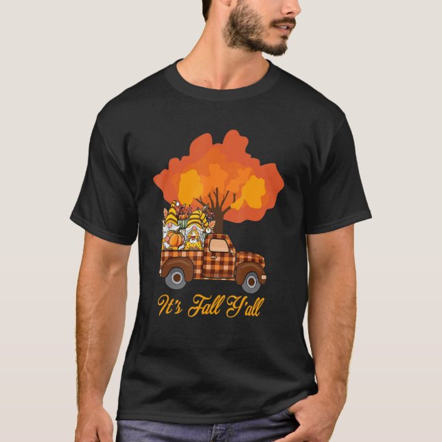 T-shirt Automne Saison Automne Gnome Automne Feuilles Citr (Devant)