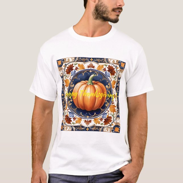 T-shirt Automne Thanksgiving Collection Citrouille moderne (Devant)