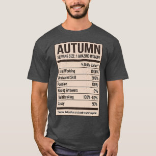 T-shirt Automne Valeur nutritive Nom Pseudo Alias Titre F