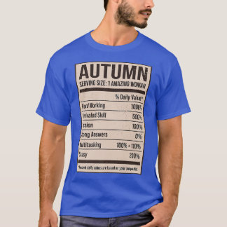 T-shirt Automne Valeur nutritive Nom Pseudo Alias Titre F