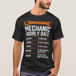 T-shirt Automobiles Mécanique Taux horaire Hommes de trava