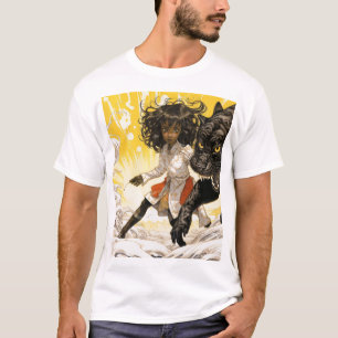 T-shirt Autonomiser la fille à peau Brown avec l'épaule no