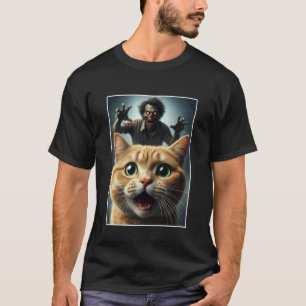 T-shirt Autoportrait de chat orange avec propriétaire de a