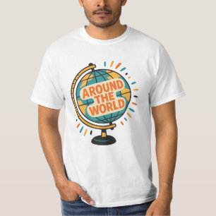T-shirt Autour du monde Globe Voyage aventure Typographie