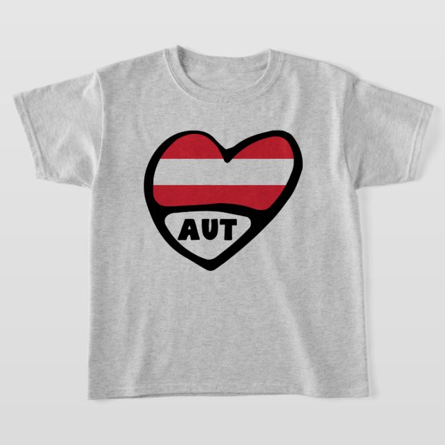 T-shirt Autriche Code Pays Drapeau Coeur AUT (Poser)