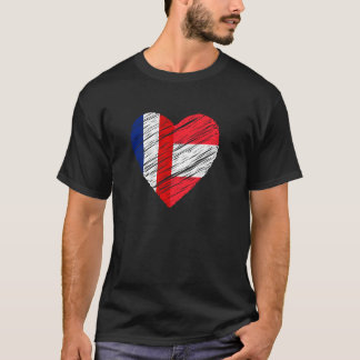 T-shirt Autriche France Coeur Drapeau français Drapeau aut