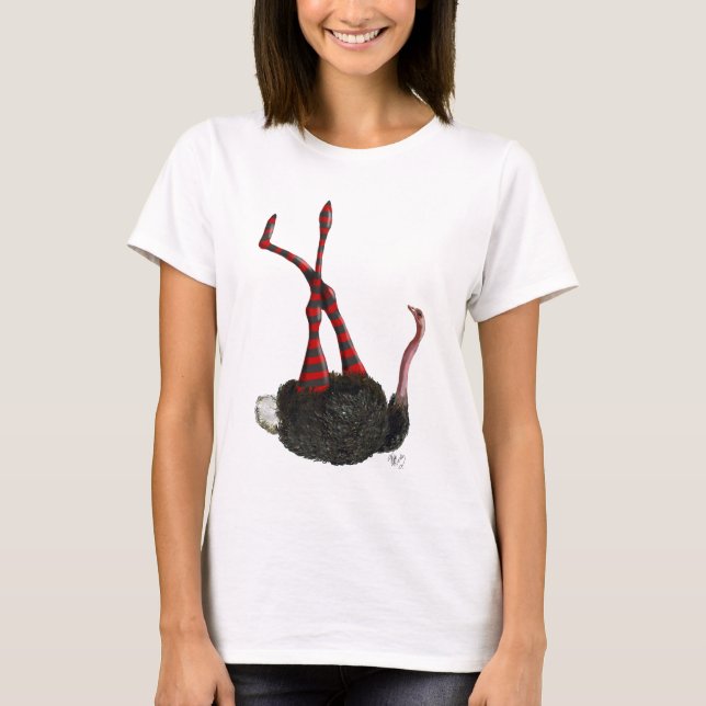 T-shirt Autruche avec pattes rayées (Devant)