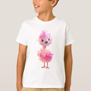 T-shirt Autruchette Rose Douce et Fluffy pour Enfants