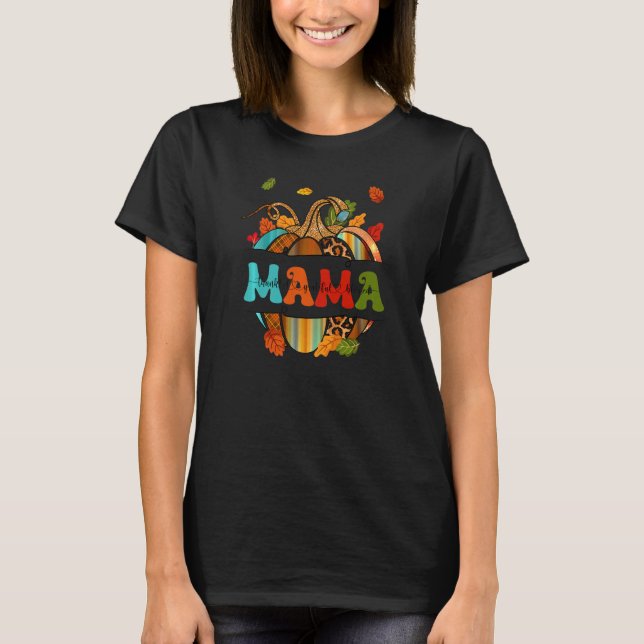 T-shirt Autumn Fall Outfit Mama Thankful Grateful Blessed  (Devant)