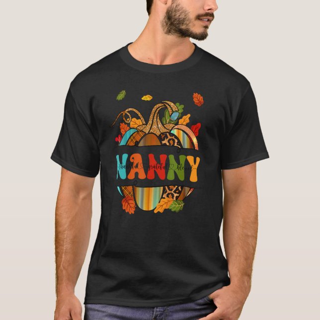 T-shirt Autumn Fall Outfit Nanny Thankful Grateful Blessed (Devant)
