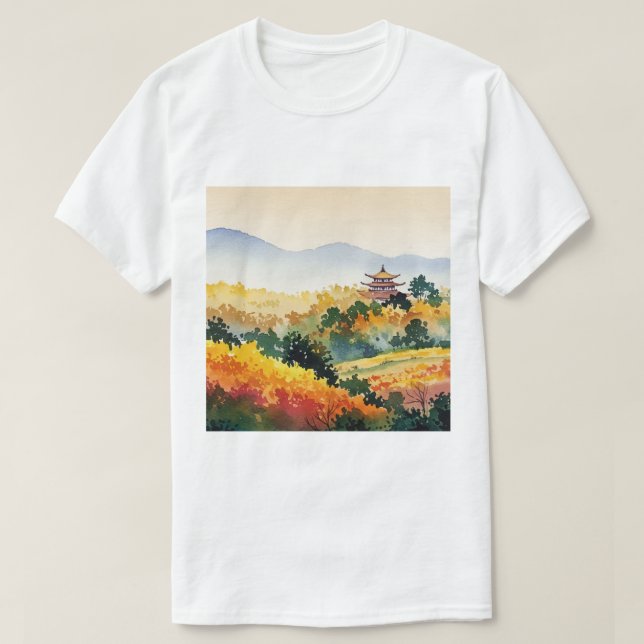 T-shirt Autumn mountain landscape (Design devant)