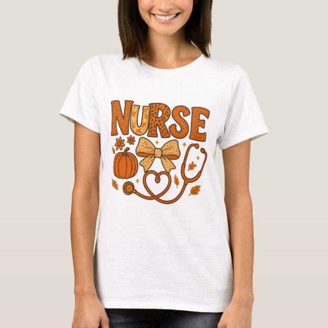 T-shirt Autumn Nursing｜Pumpkins Fall nursing｜Fall nurse pn (Devant)