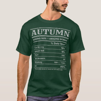T-shirt Autumn Nutrition Facts Funny Prénom Humour Nick
