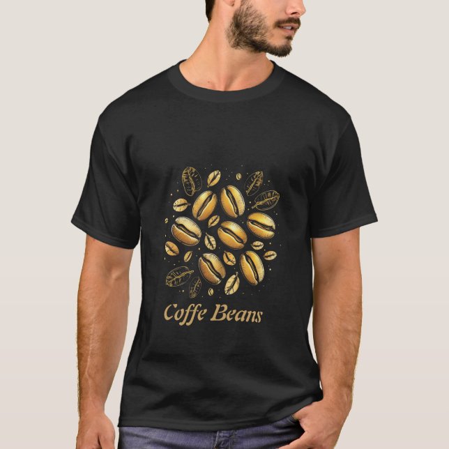 T-Shirt aux fèves de café d'or - Luxueux Black & G (Devant)