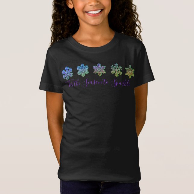 T-shirt aux flocons de neige rose pourpre (Devant)