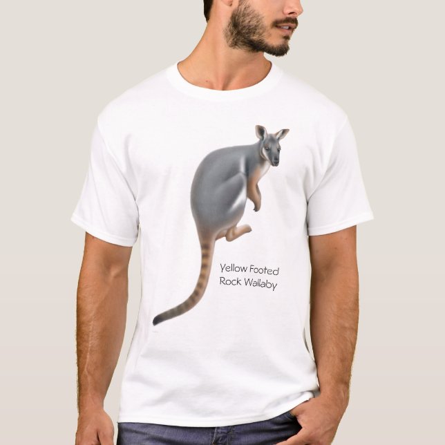 T-shirt aux pieds jaune de wallaby de roche (Devant)