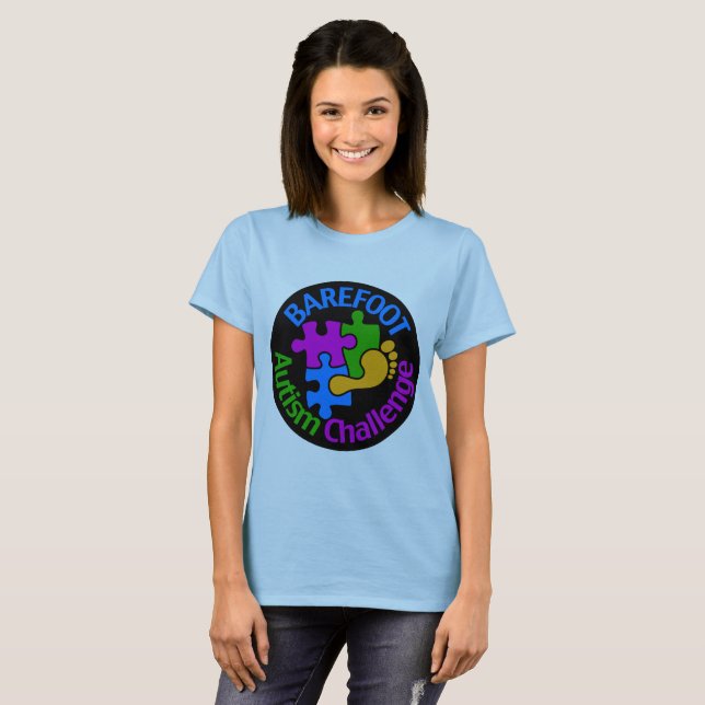 T-shirt aux pieds nus de défi de l'autisme 2018 (Devant entier)