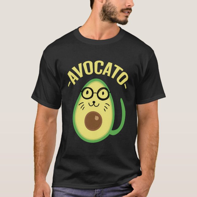 T-shirt Avacato Drôle Amoureux des chats Manches Latérales (Devant)