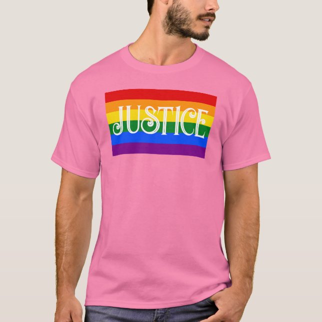 T-shirt Avant : Arc-en-ciel/Justice. Retour : TVUC. Rose (Devant)