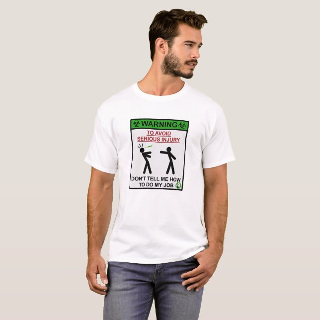 T-shirt Avant de avertissement de biologiste (Devant entier)