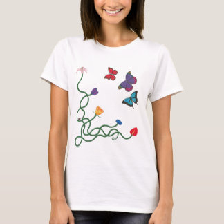T-shirt Avant de fleurs et de papillons