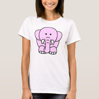 T-shirt Avant-De retour mignon d'éléphant rose
